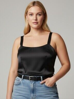 R&M Richards Black Satin Bodice Tank